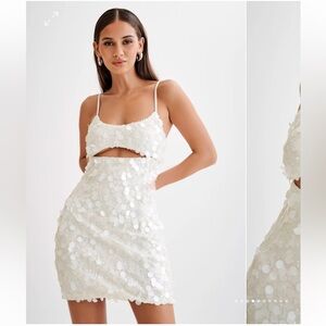 Meshki White Mini Sequin Dress - small